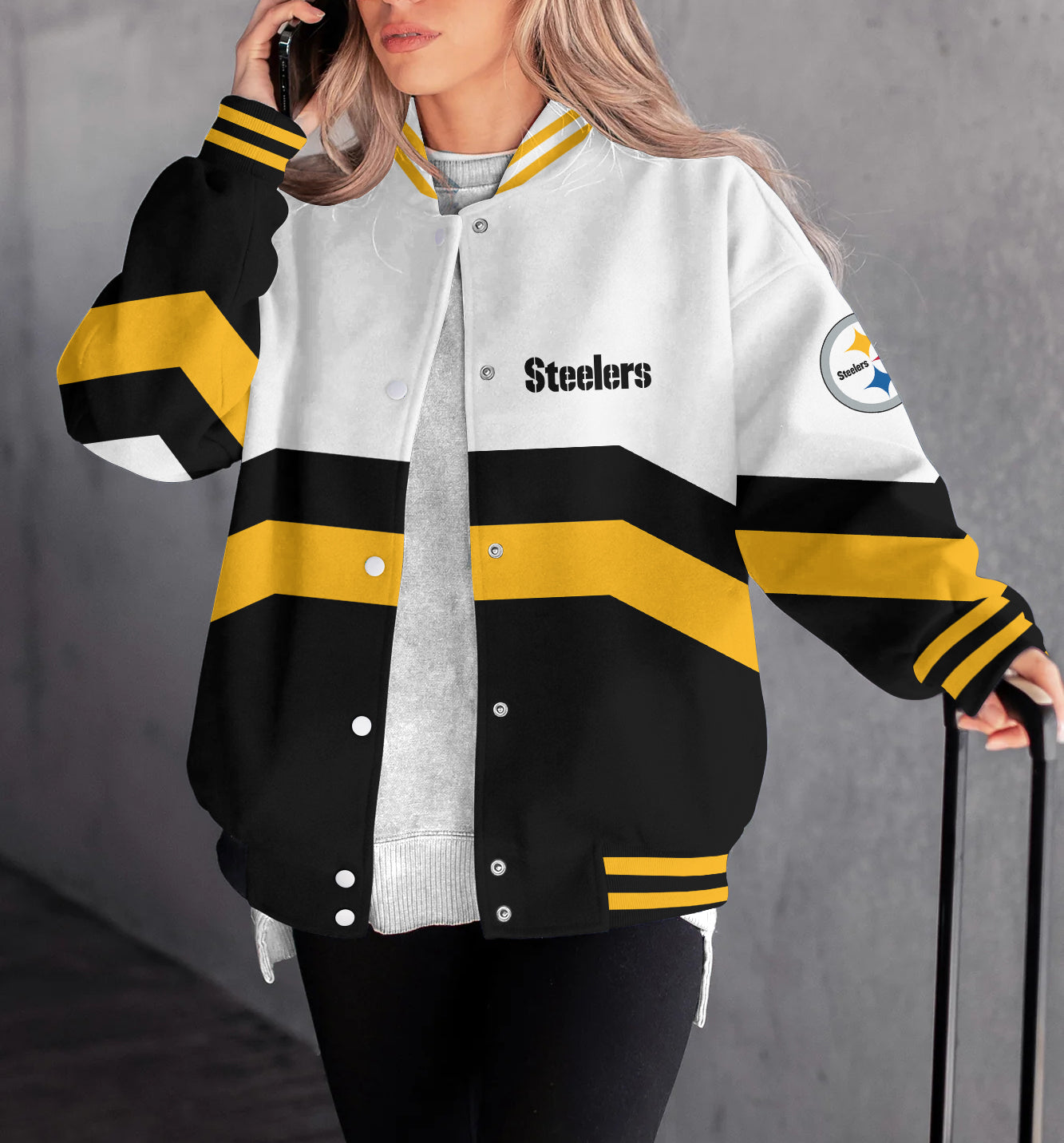 Pittsburgh Steelers Women's Long Pass Full- Snap Casual Jacket
