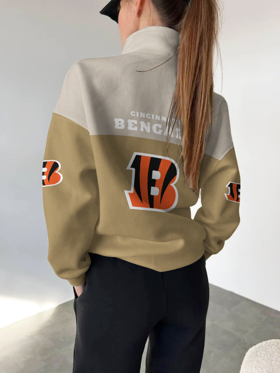 Cincinnati Bengals 2025 New Design Casual Snap Mockneck Pullover