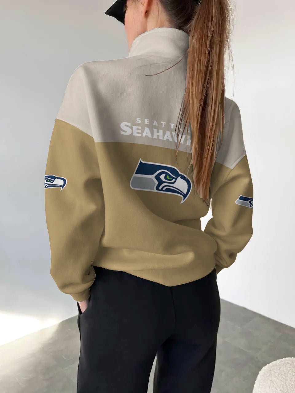 Seattle Seahawks 2025 New Design Casual Snap Mockneck Pullover