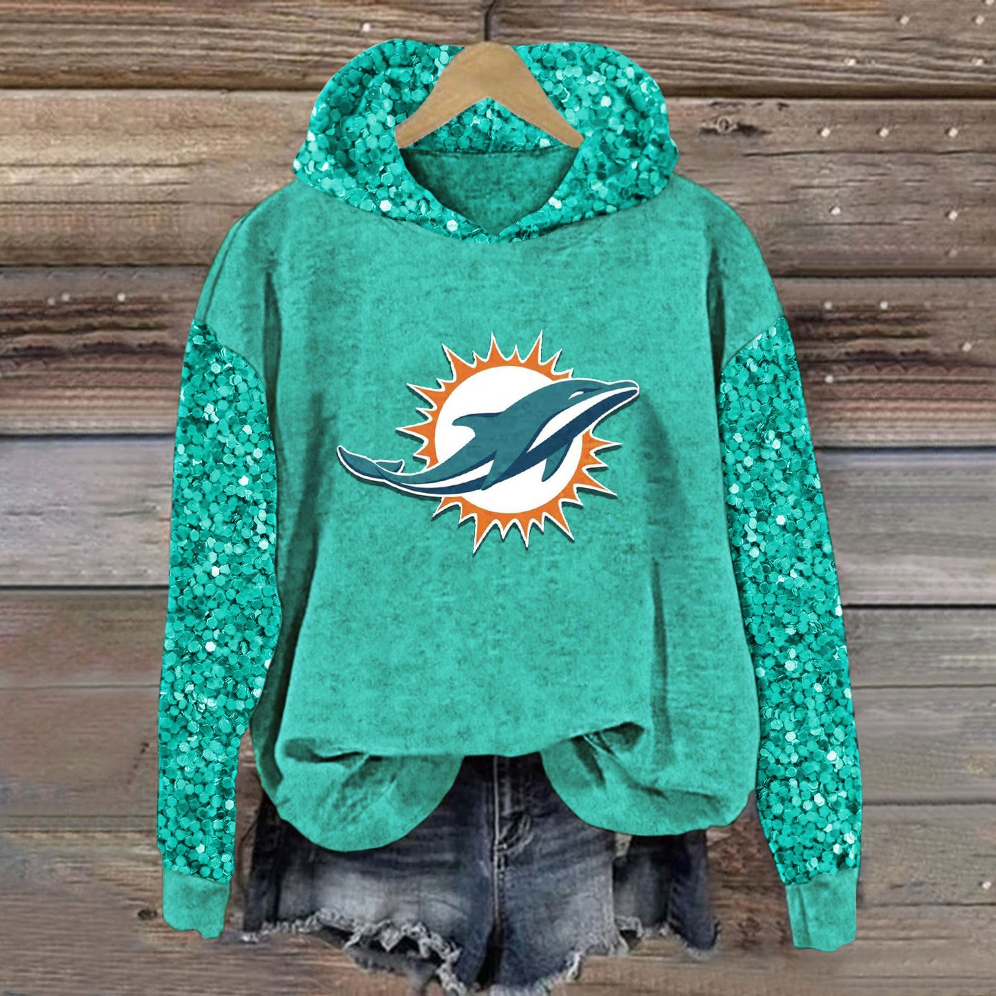 Sequined Sleeves Vintage Hoodie