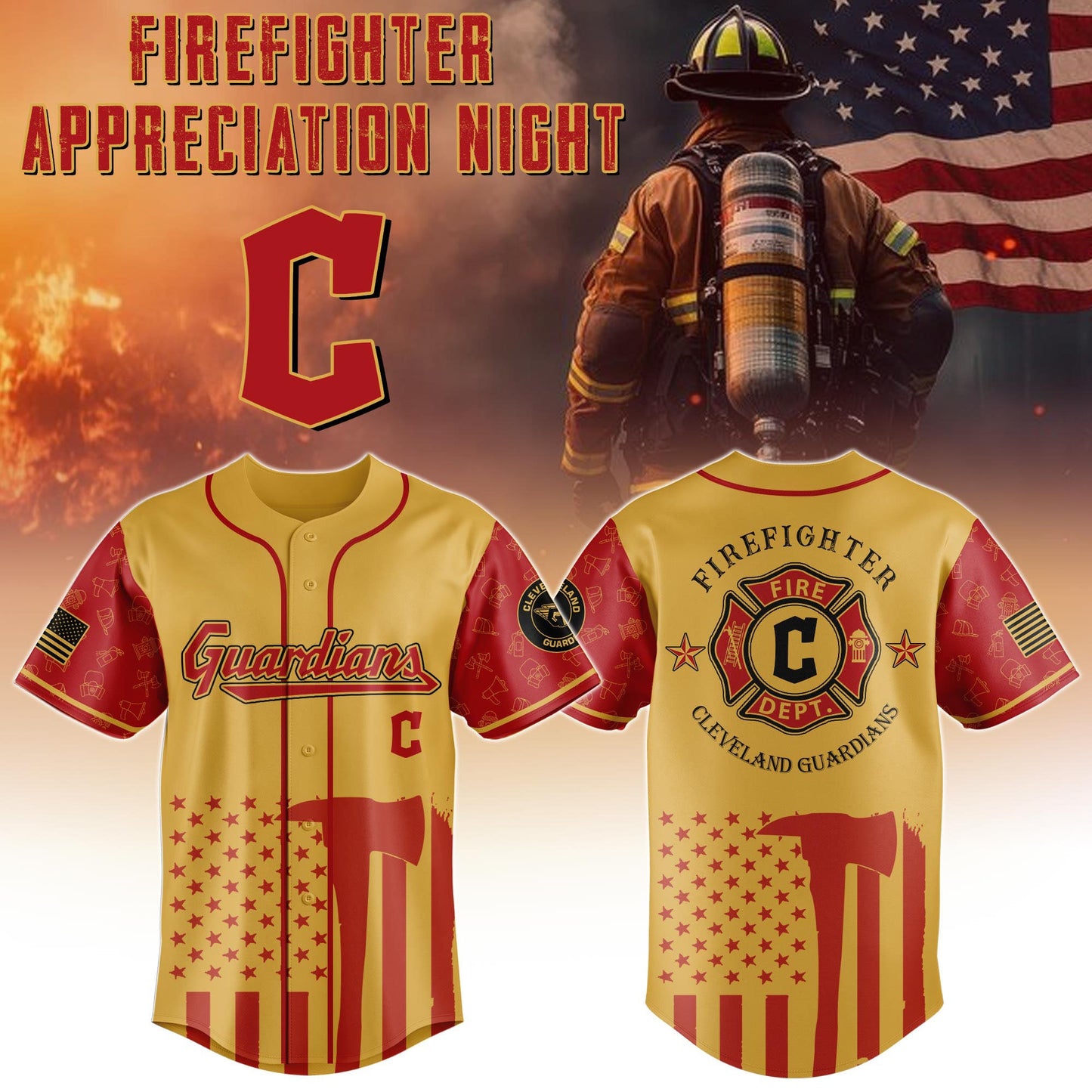 Cleveland Guardians Firefighter Special Edition-3D Baseball Jersey