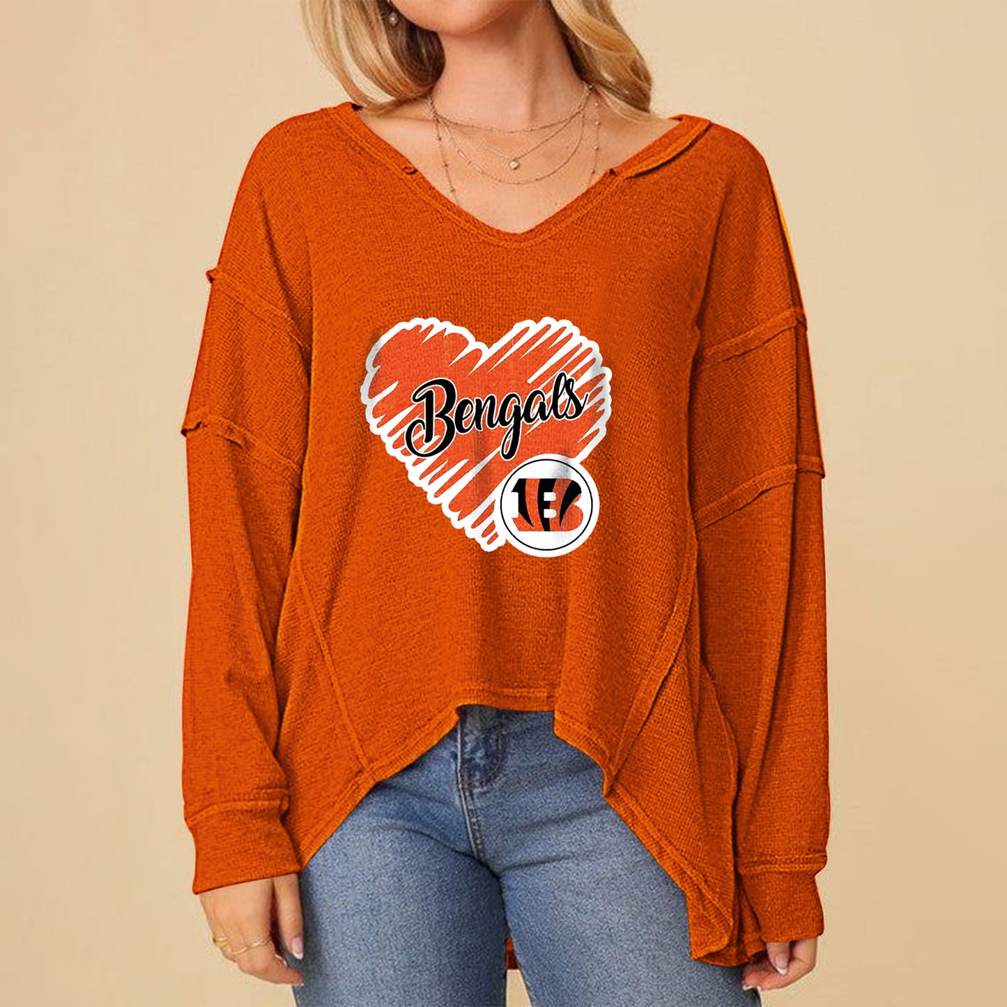 High Low V-Neck Oversized Top