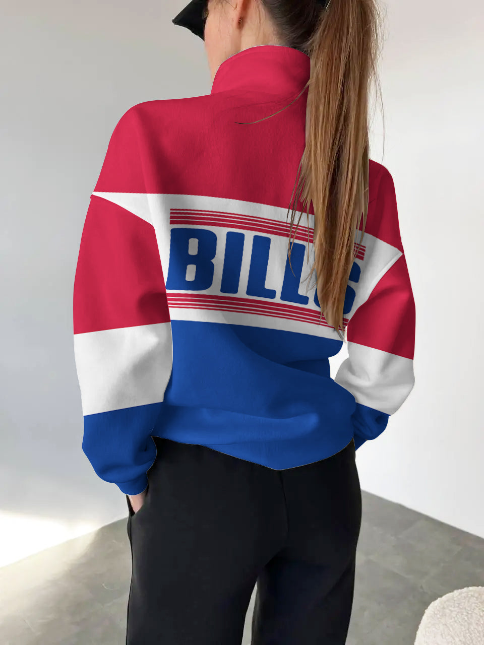 Buffalo Bills 2025 New Design Casual Snap Mockneck Pullover