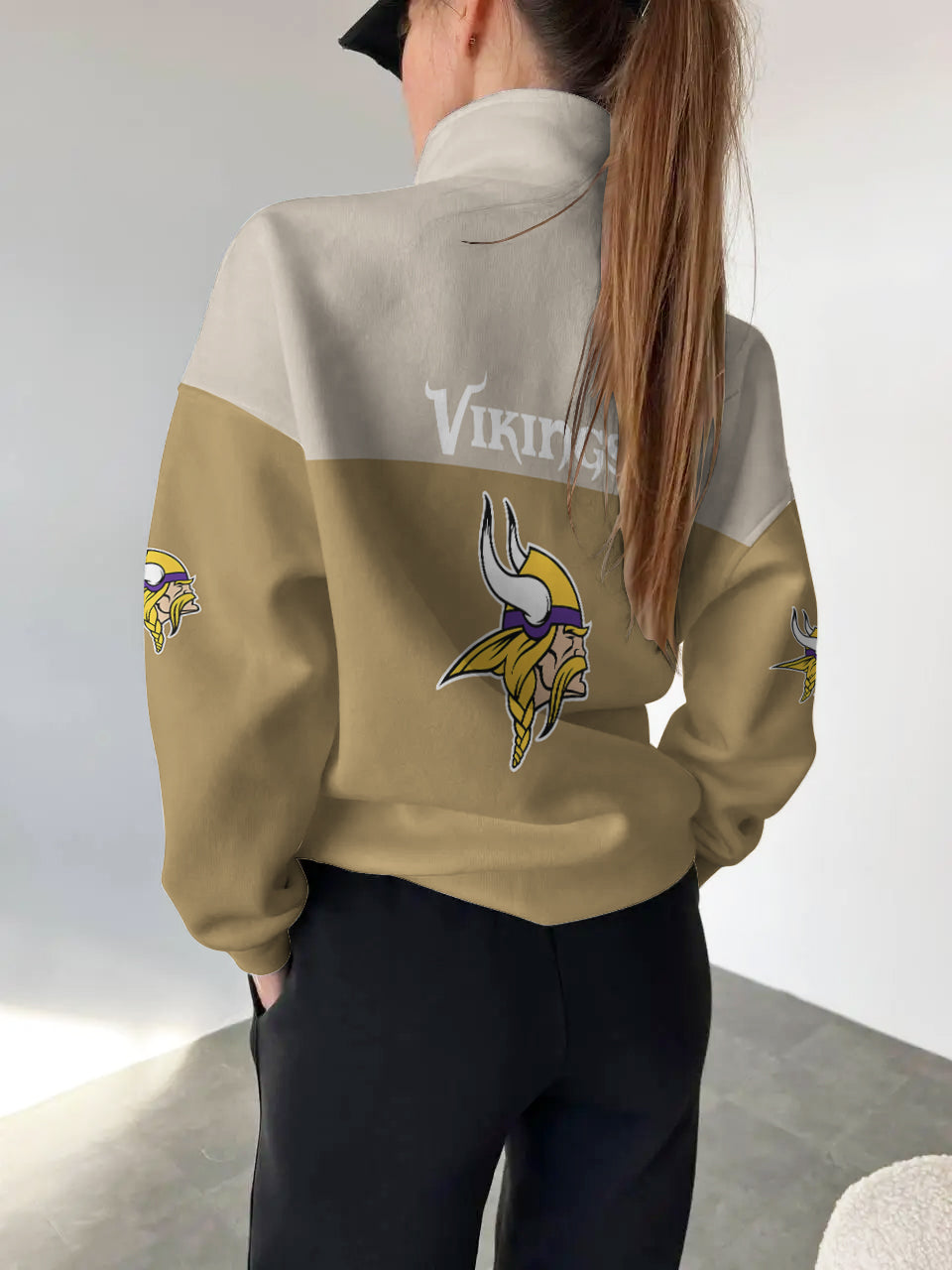 Minnesota Vikings 2025 New Design Casual Snap Mockneck Pullover