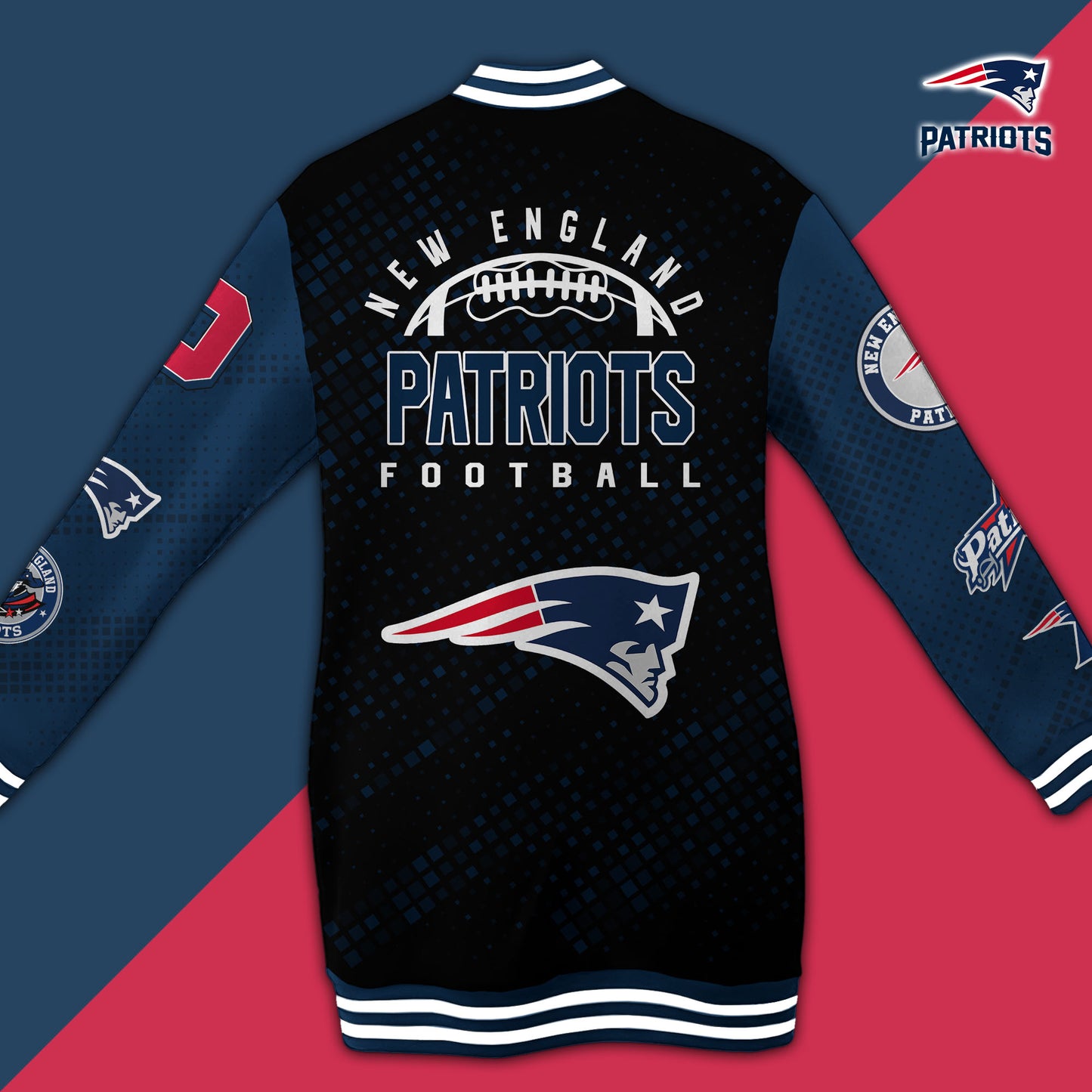 New England Patriots Limited Edition Button Down Long Sleeve Jacket Dress