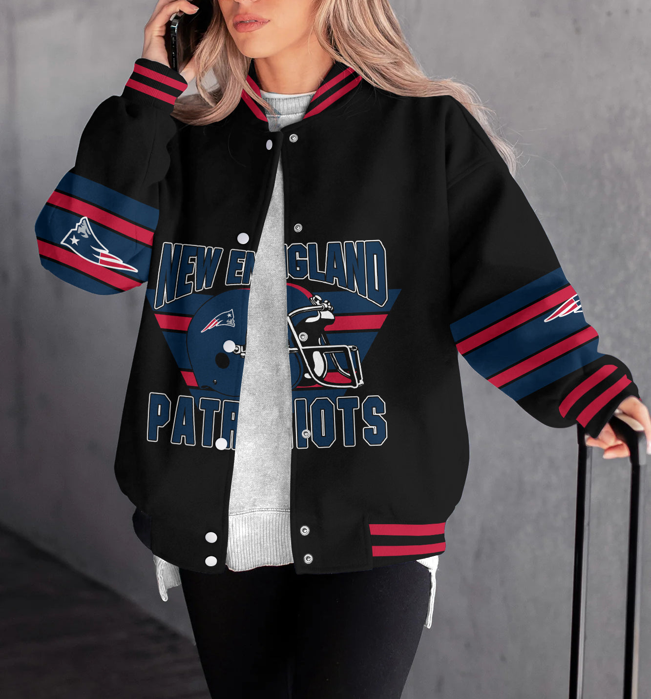 New England Patriots Women's Long Pass Full- Snap Casual Jacket