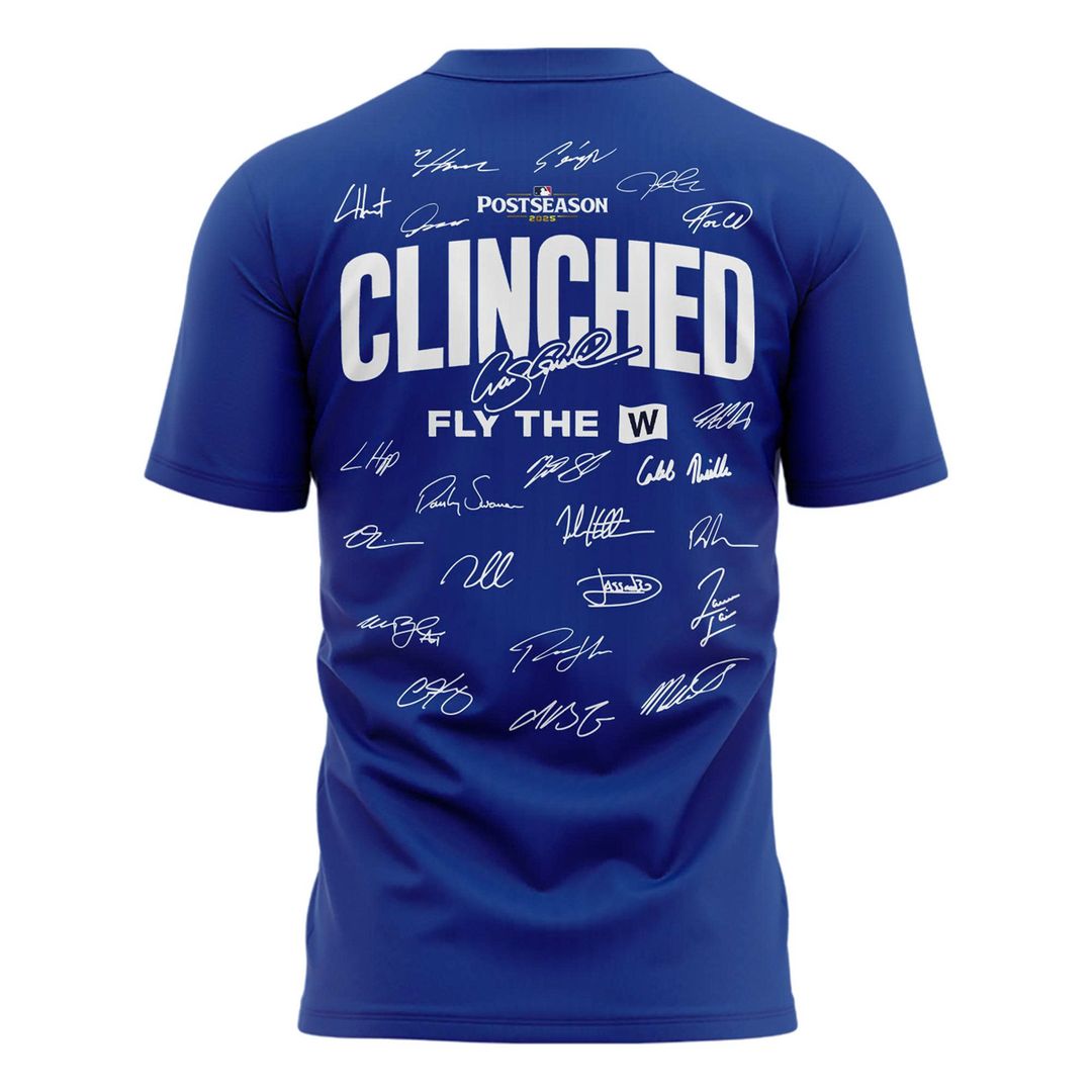 2025 Clinched "Fly The W" Chicago Cubs T-Shirt