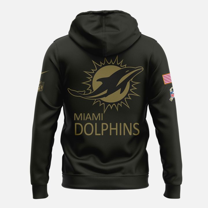 Miami Dolphins Salute to Service Sideline 2025 Hoodie Custom NAME