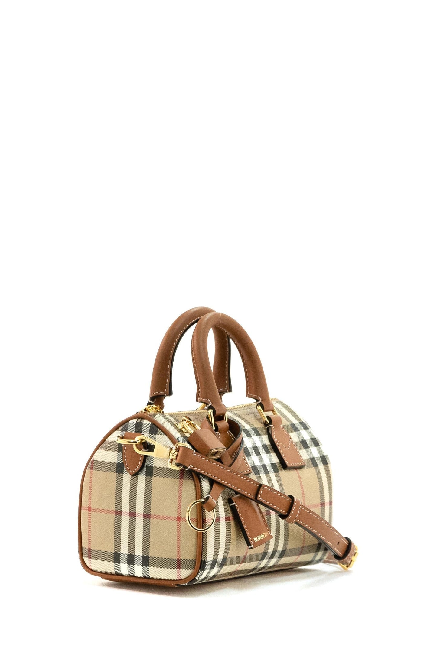 Borsa bauletto con stampa Burberry Check di colore beige archivio