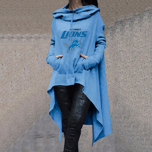 Fashionable Print Irregular Long Sleeve Sweatshirt