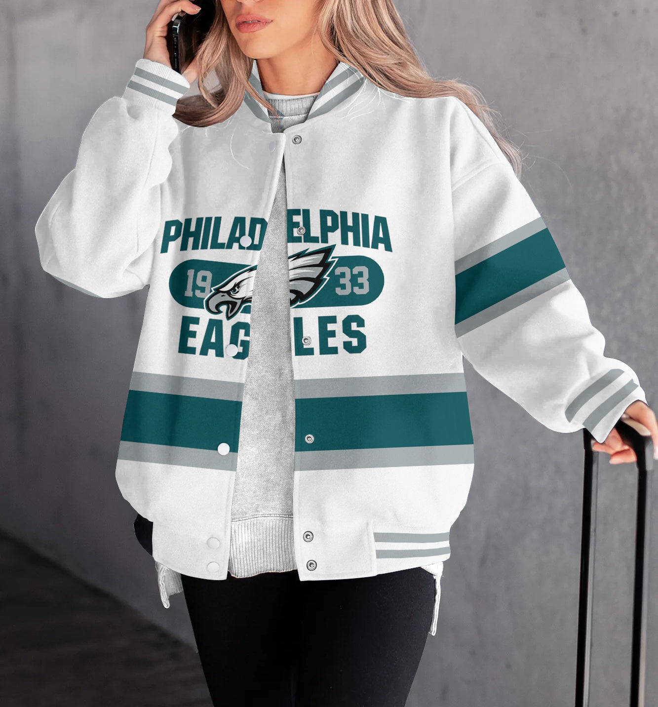 Philadelphia Eagles Women's Long Pass Full- Snap Casual Jacket