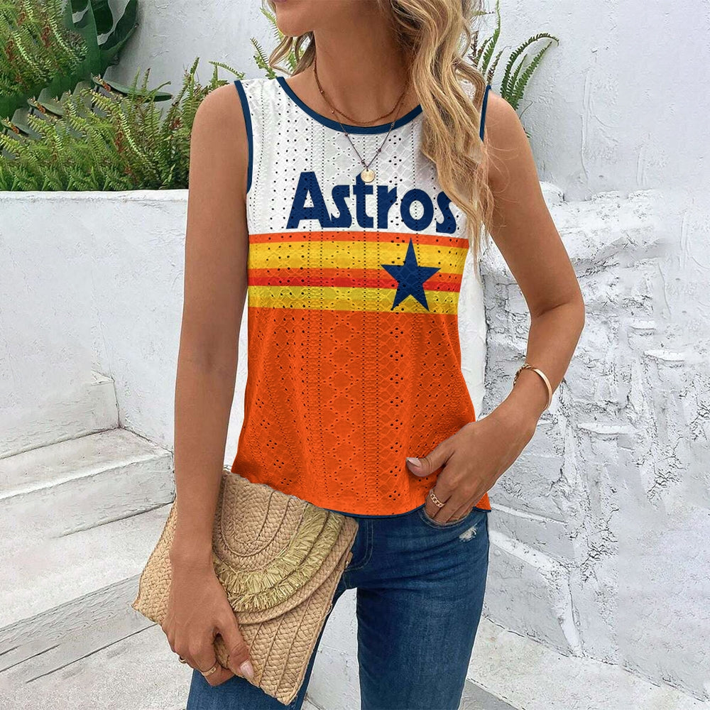 Astros Cut Out Wrap Cross Wrap Back Asymmetrical Beach Tank Top