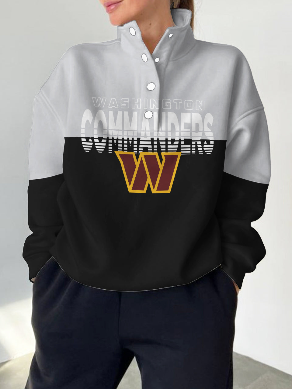 Washington Commanders 2025 New Design Casual Snap  Mockneck Pullover