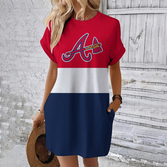 Braves Hidden Pocket Short Sleeve Tee Dress