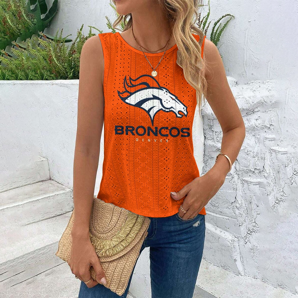 Denver Broncos Cut Out Wrap Cross Wrap Back Asymmetrical Beach Tank Top