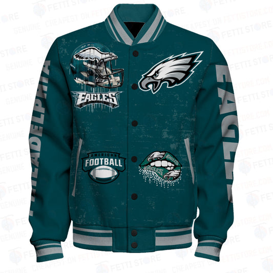 Philadelphia Eagles National Football League Print Varsity Jacket STM V6