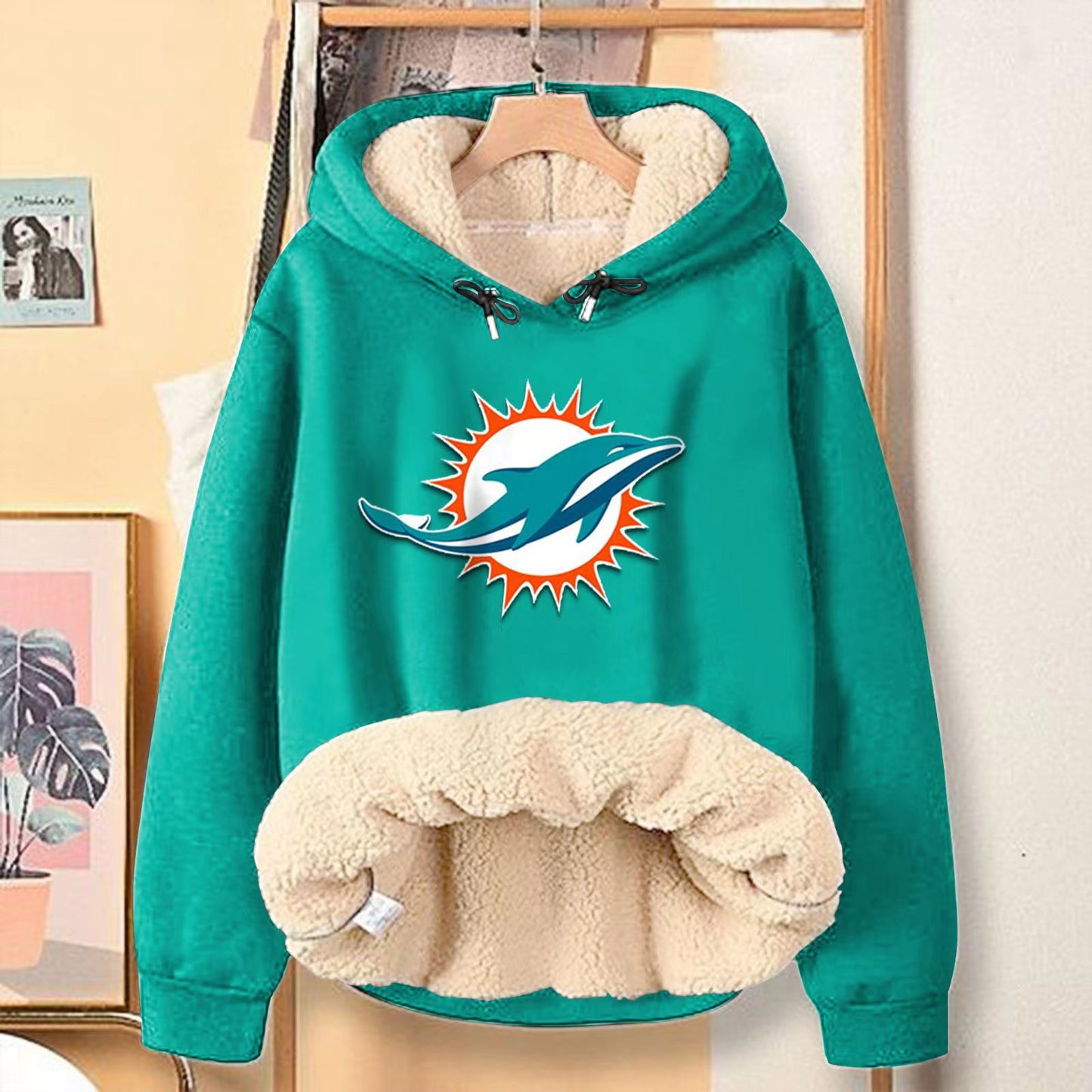 Casual Print Teddy Sherpa Fleece Hoodie