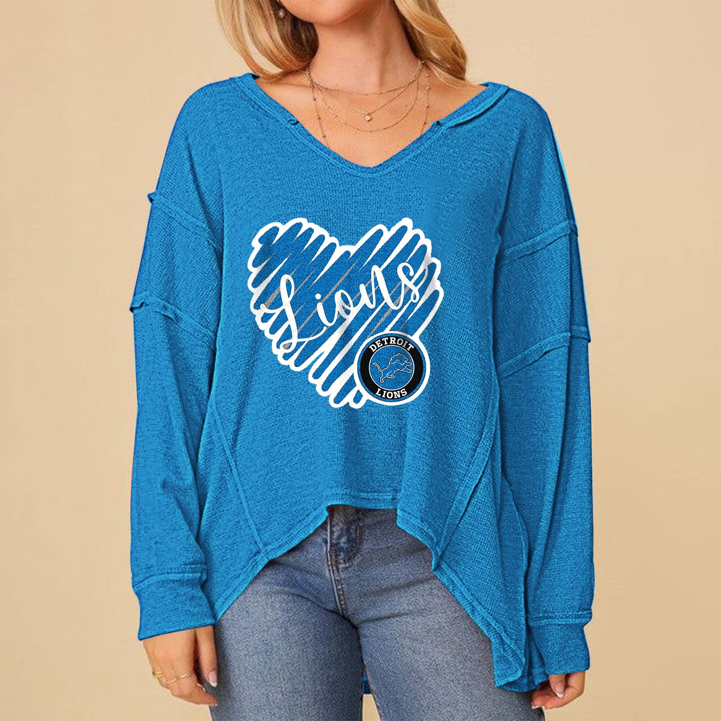 High Low V-Neck Oversized Top