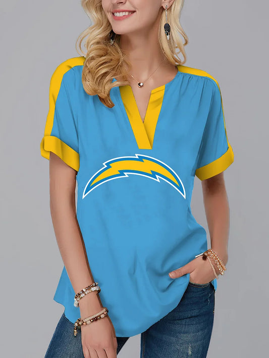 Los Angeles Chargers Fashion Short Sleeve V-Neck Shirt