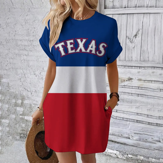 Texas Rangers Hidden Pocket Short Sleeve Tee Dress