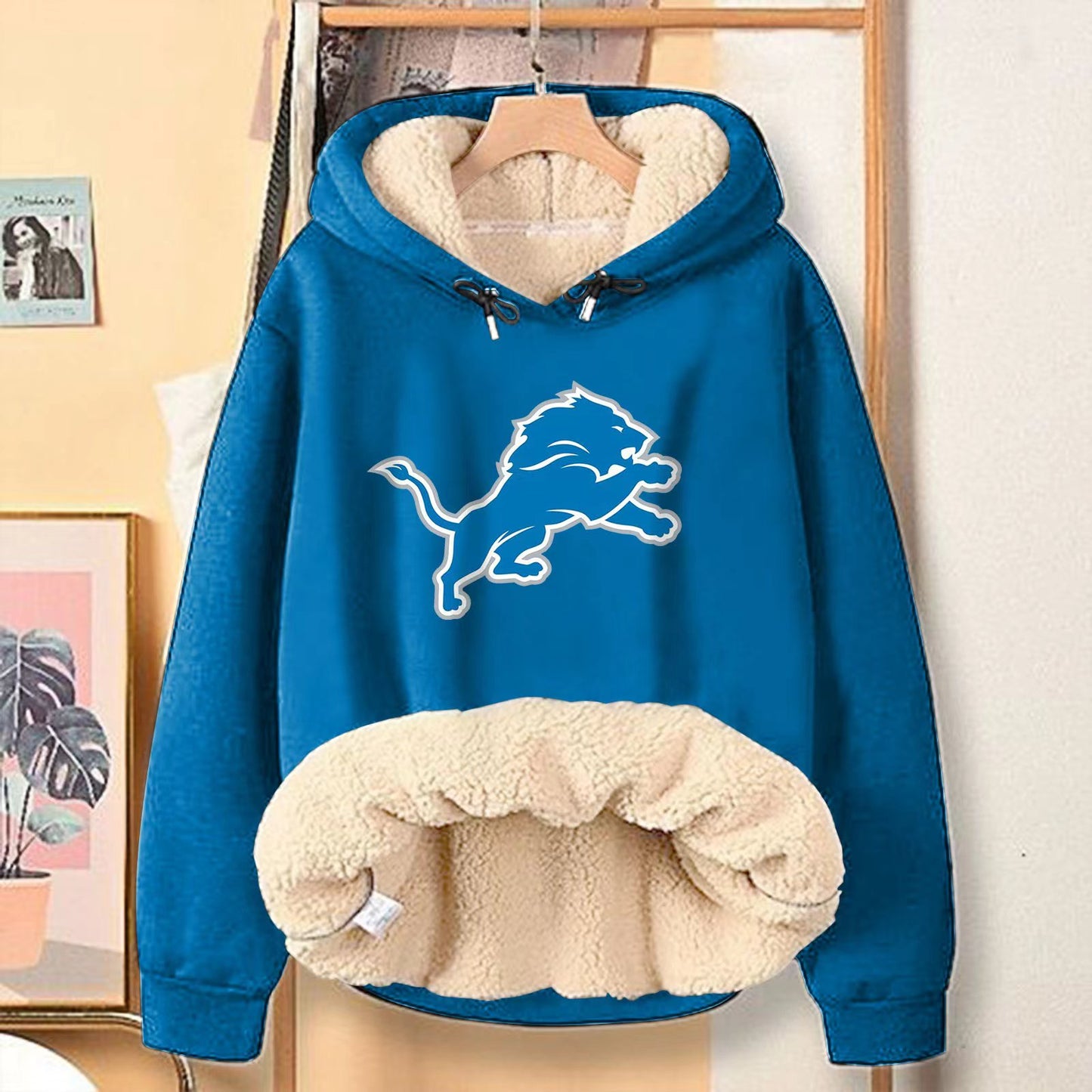 Casual Print Teddy Sherpa Fleece Hoodie