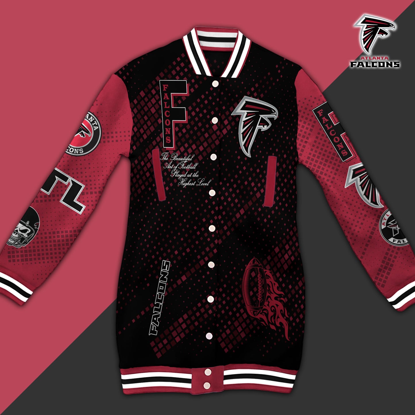 Atlanta Falcons Limited Edition Button Down Long Sleeve Jacket Dress