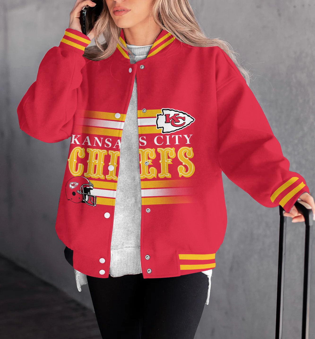 Kansas City Chiefs Women's Long Pass Full- Snap Casual Jacket