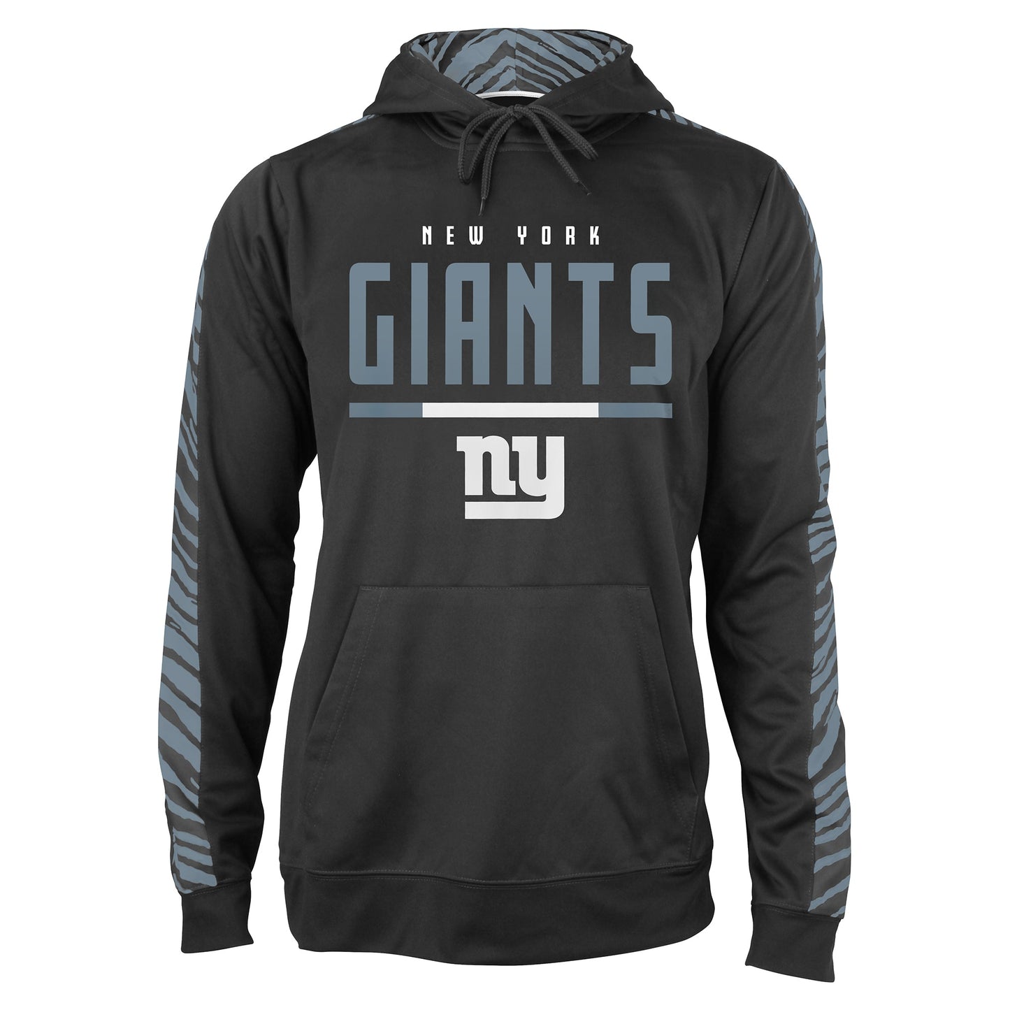 Zubaz NFL Men's Black and Grey Tonal Zebra Hoodie and Sleeve New York Giants