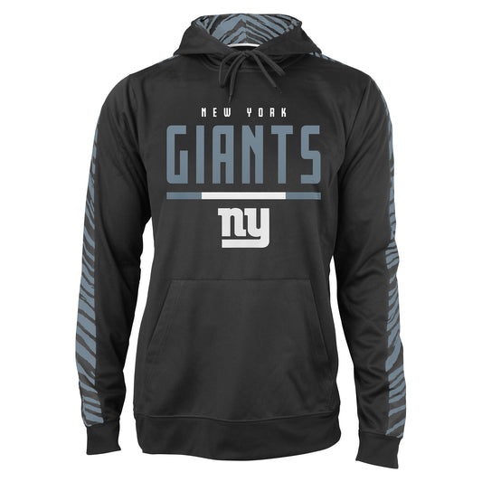 Zubaz NFL Men's Black and Grey Tonal Zebra Hoodie and Sleeve New York Giants
