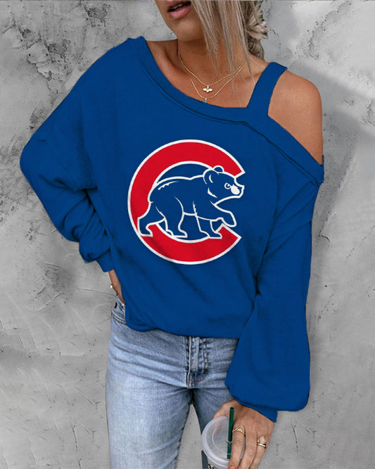 ASYMMETRICAL NECK SHIFT CASUAL LONG SLEEVE TOP