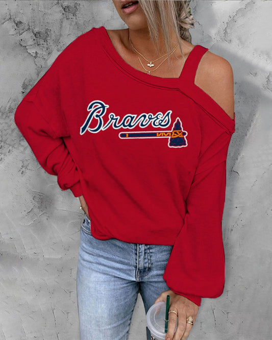 ASYMMETRICAL NECK SHIFT CASUAL LONG SLEEVE TOP