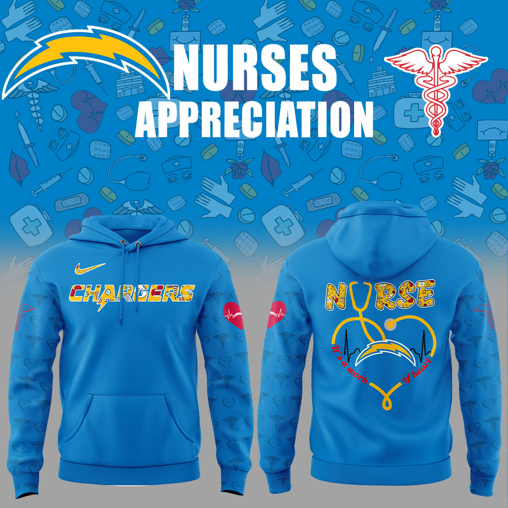 Los Angeles Chargers Nurses Appreciation 2025 Blue Combo Hoodie