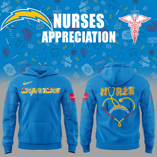 Los Angeles Chargers Nurses Appreciation 2025 Blue Combo Hoodie