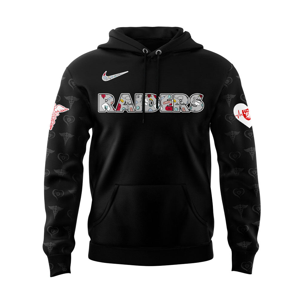 Las Vegas Raiders Nurses Appreciation 2025 Black Combo Hoodie