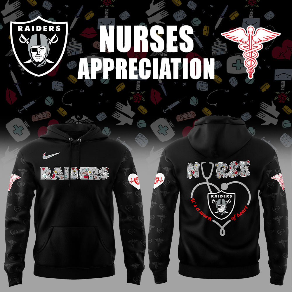 Las Vegas Raiders Nurses Appreciation 2025 Black Combo Hoodie