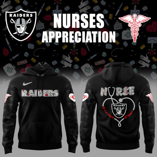 Las Vegas Raiders Nurses Appreciation 2025 Black Combo Hoodie