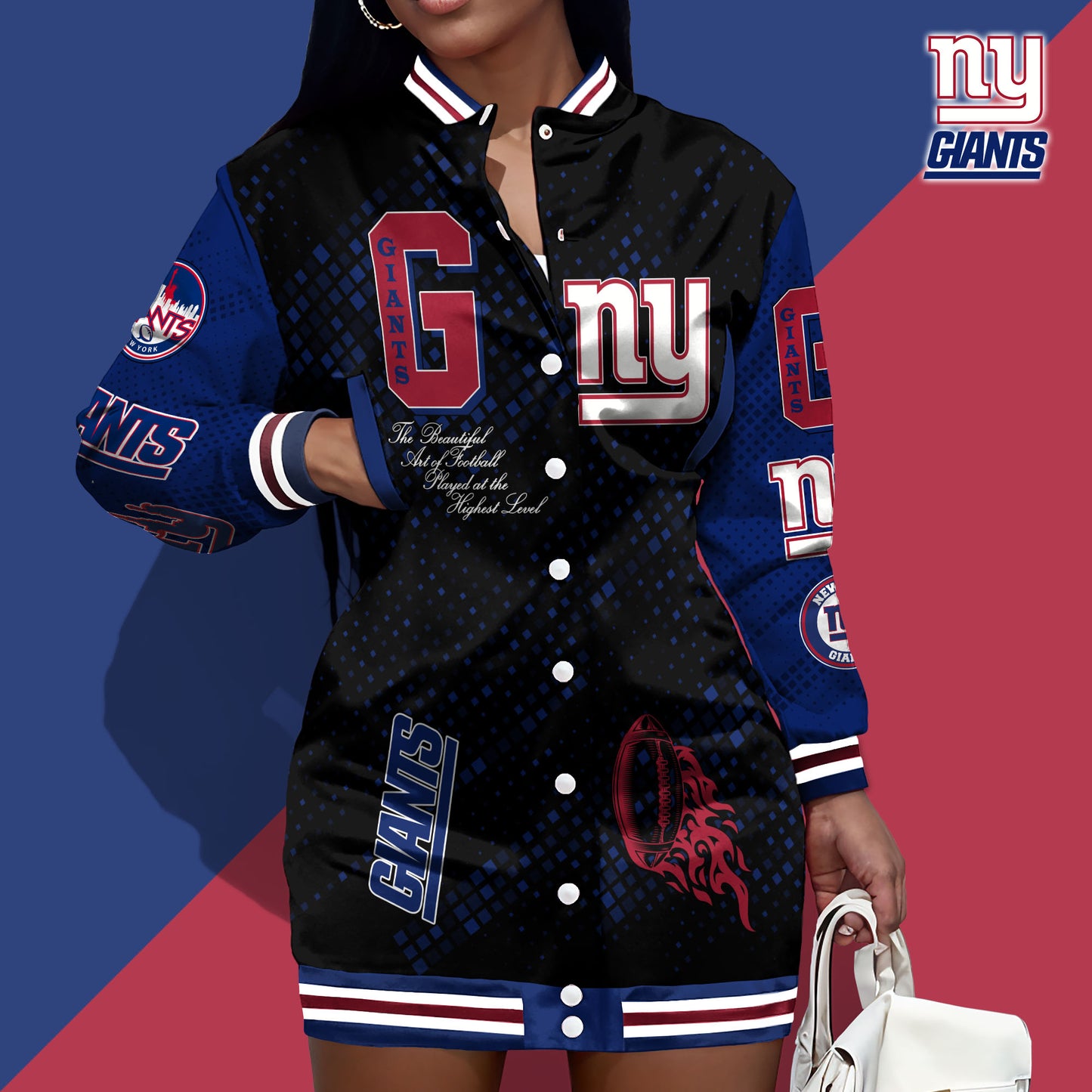 New York Giants Limited Edition Button Down Long Sleeve Jacket Dress