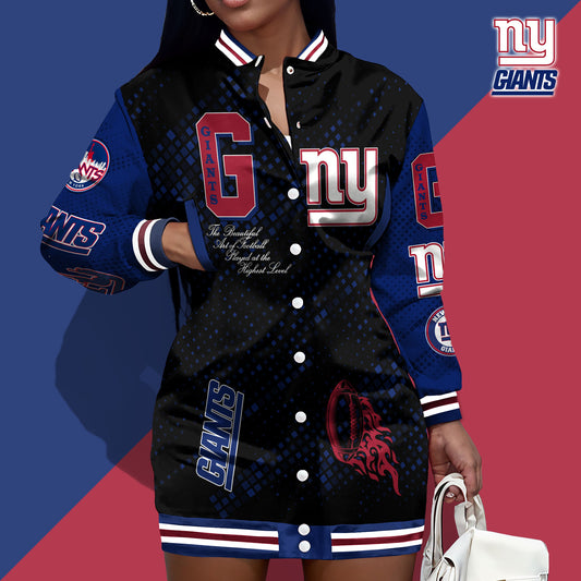 New York Giants Limited Edition Button Down Long Sleeve Jacket Dress