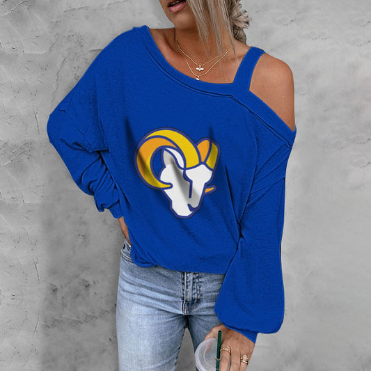 ASYMMETRICAL NECK SHIFT CASUAL LONG SLEEVE TOP