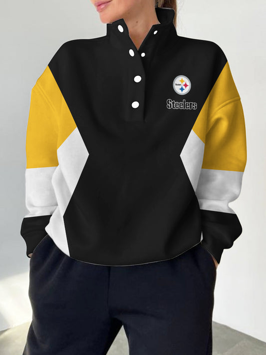 Pittsburgh Steelers 2025 New Design Casual Snap  Mockneck Pullover