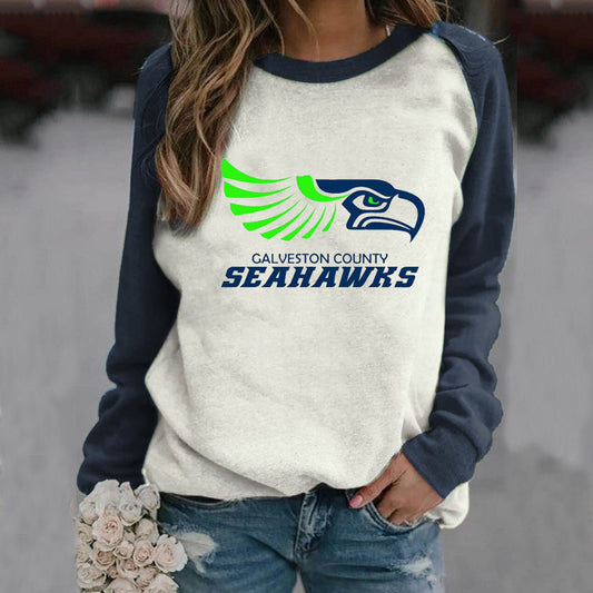 Fashion stitching Vintage Print crew neck Sweatshirt