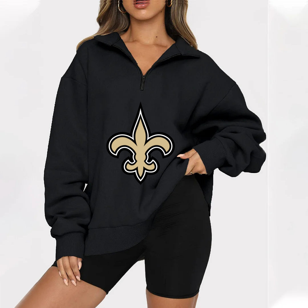 New Ladies Sports Leisure Lapel Zipper Sweatshirt