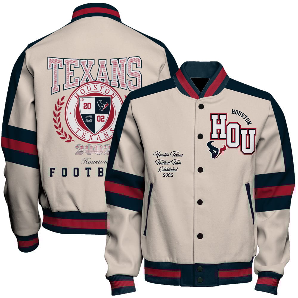 Houston Texans Football Team 2025 -26 Feel The Power Unisex Varsity Jacket
