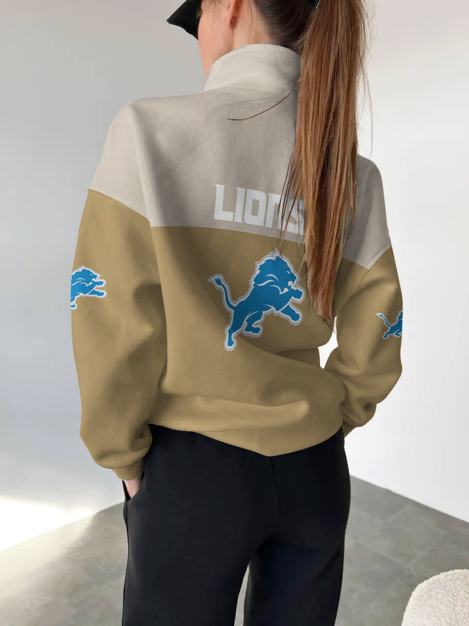 Detroit Lions  2025 New Design Casual Snap  Mockneck Pullover