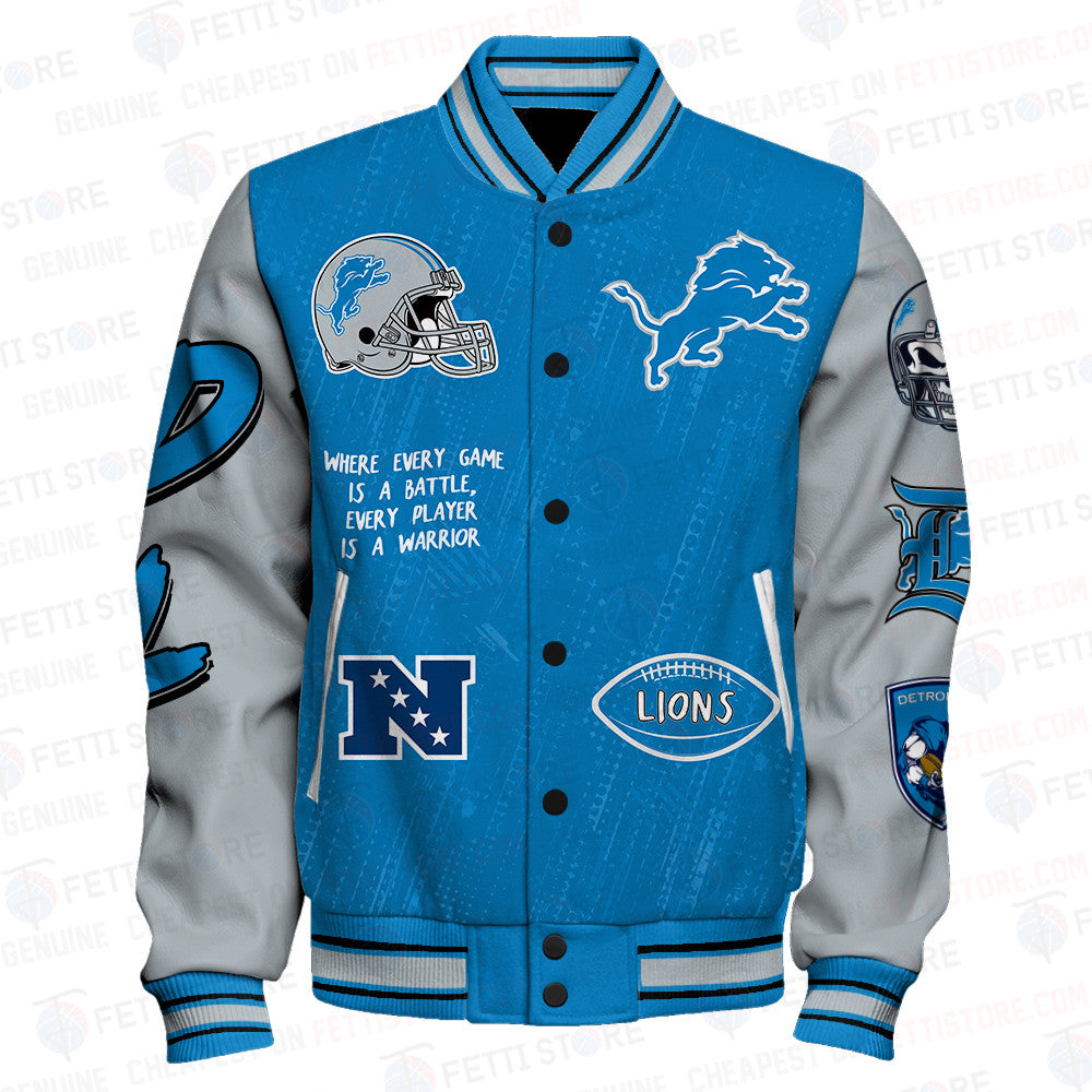 Detroit Lions National Football League Unisex Varsity Jacket SFAT V5