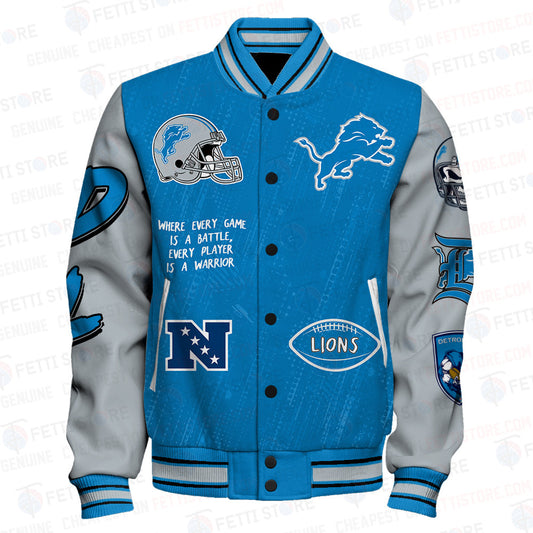 Detroit Lions National Football League Unisex Varsity Jacket SFAT V5