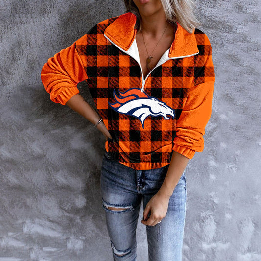 Unisex Plaid Quarter Zip Sweatshirt