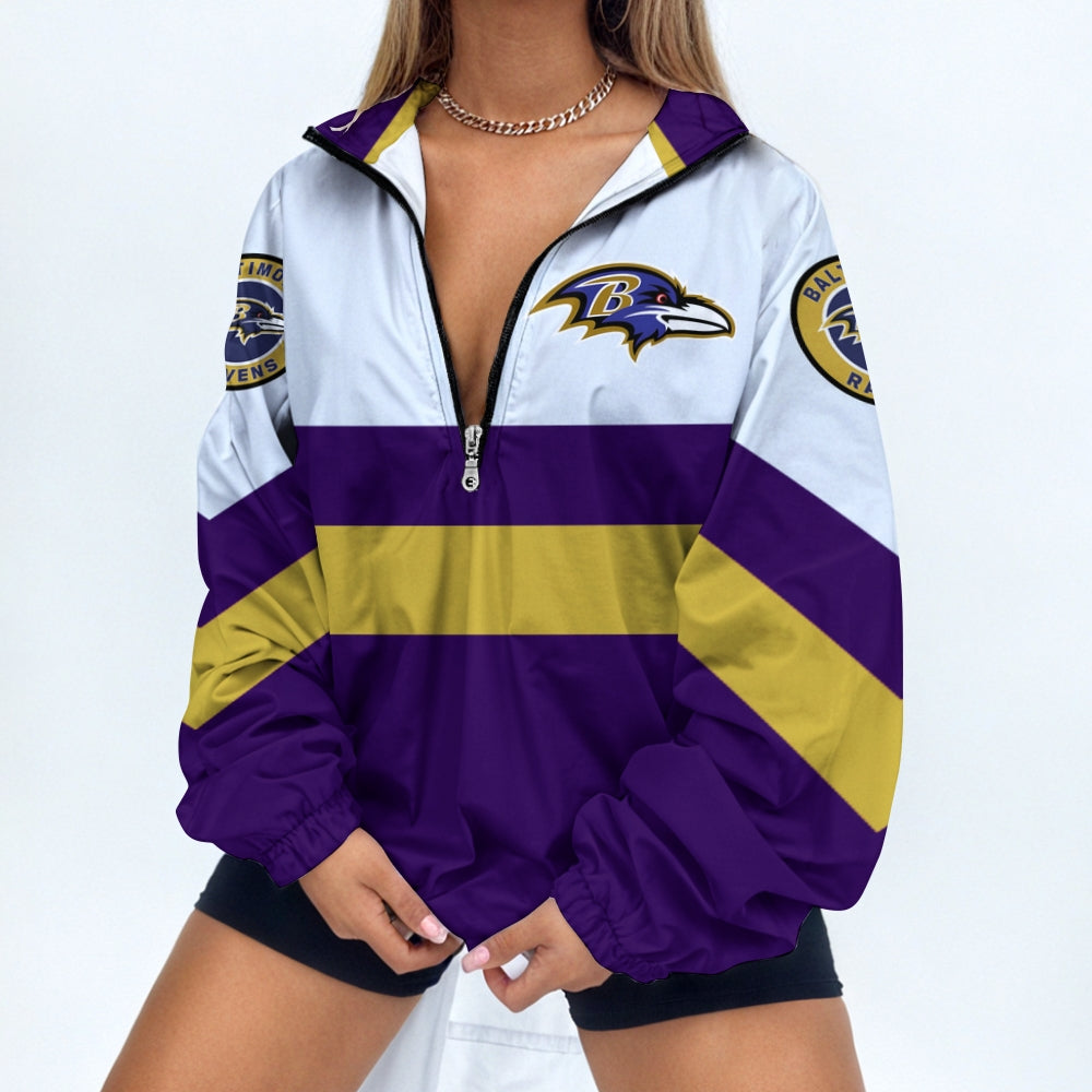 Women's Print V Neck Zipper Sweatshirt Jacket