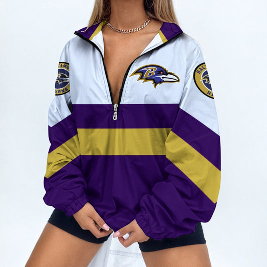 Women's Print V Neck Zipper Sweatshirt Jacket