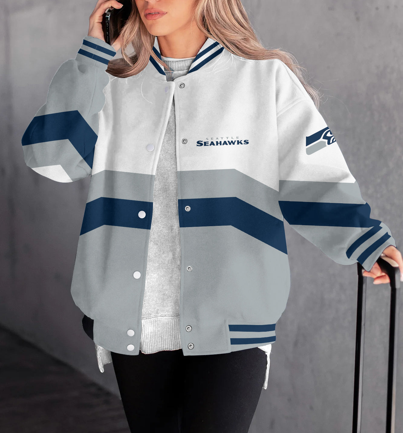 Seattle Seahawks Women's Long Pass Full- Snap Casual Jacket